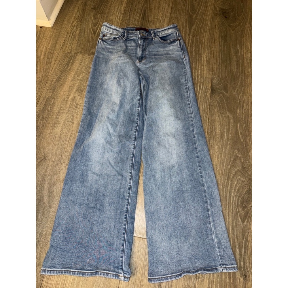 Judy Blue Women 7/28 Medium Wash High Rise Wide Leg Stretch Denim Jeans